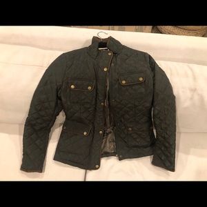 Dark olive green Barbour style quilted jacket